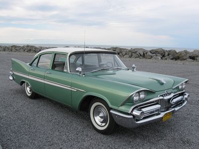 Beautyful! 
The car is equipped with the Canadian 313 c.i. V8 motor and PowerFlite push button automatic transmission. Its factory options are: V8, PowerFlite, rear stone shields, engine heater, inside vanity mirror, two tone paint with sportone, wide whitewall tires, radio, dual fender outside mirrors.
